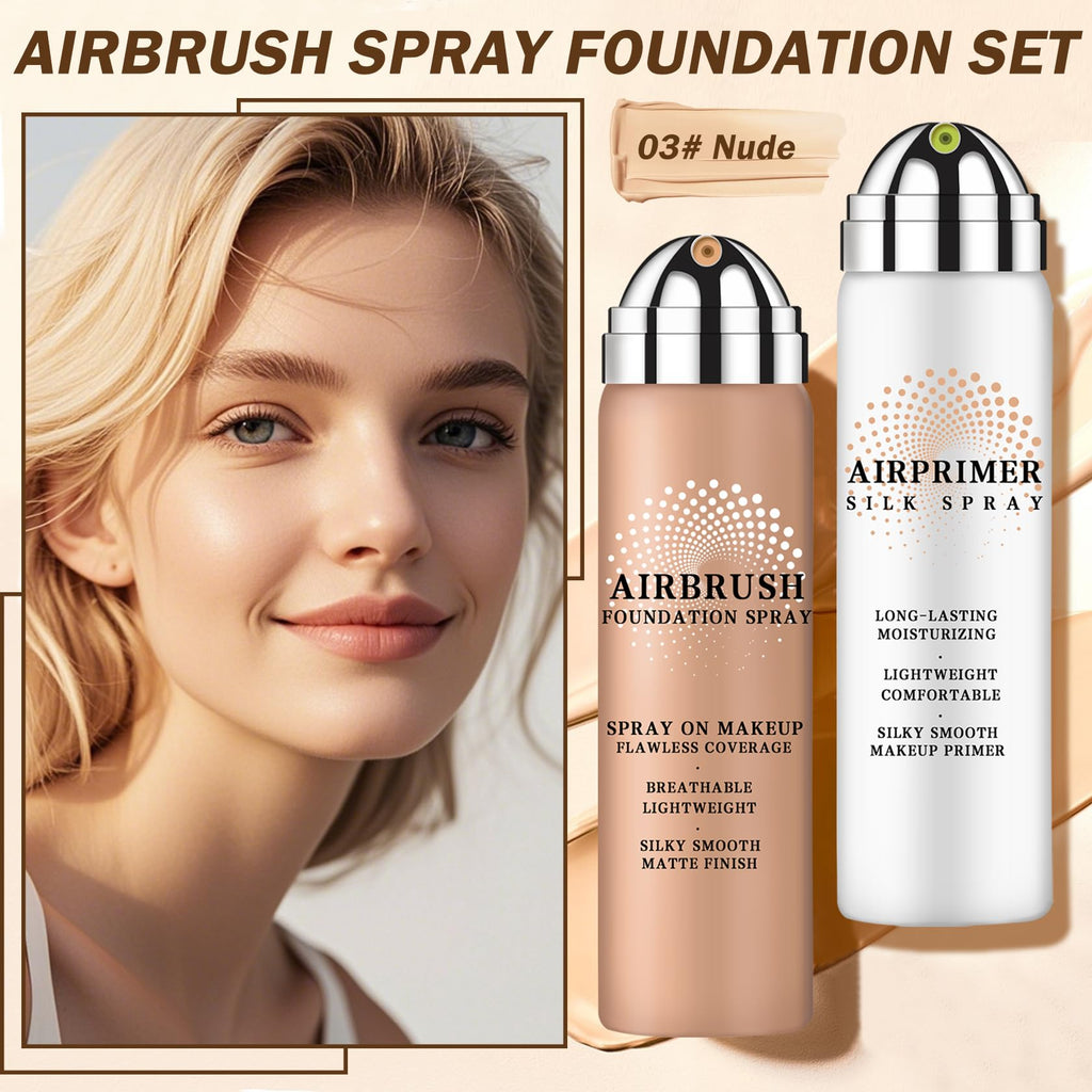 AIUEO Airbrush Foundation & Primer Kit – Silky, Long-Lasting Nude 03