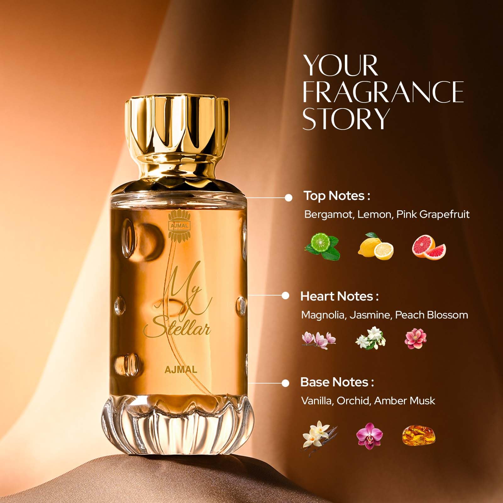 Ajmal My Stellar Eau de Parfum for Women – 100 ml | Long-Lasting Musky Fragrance | Made in Dubai