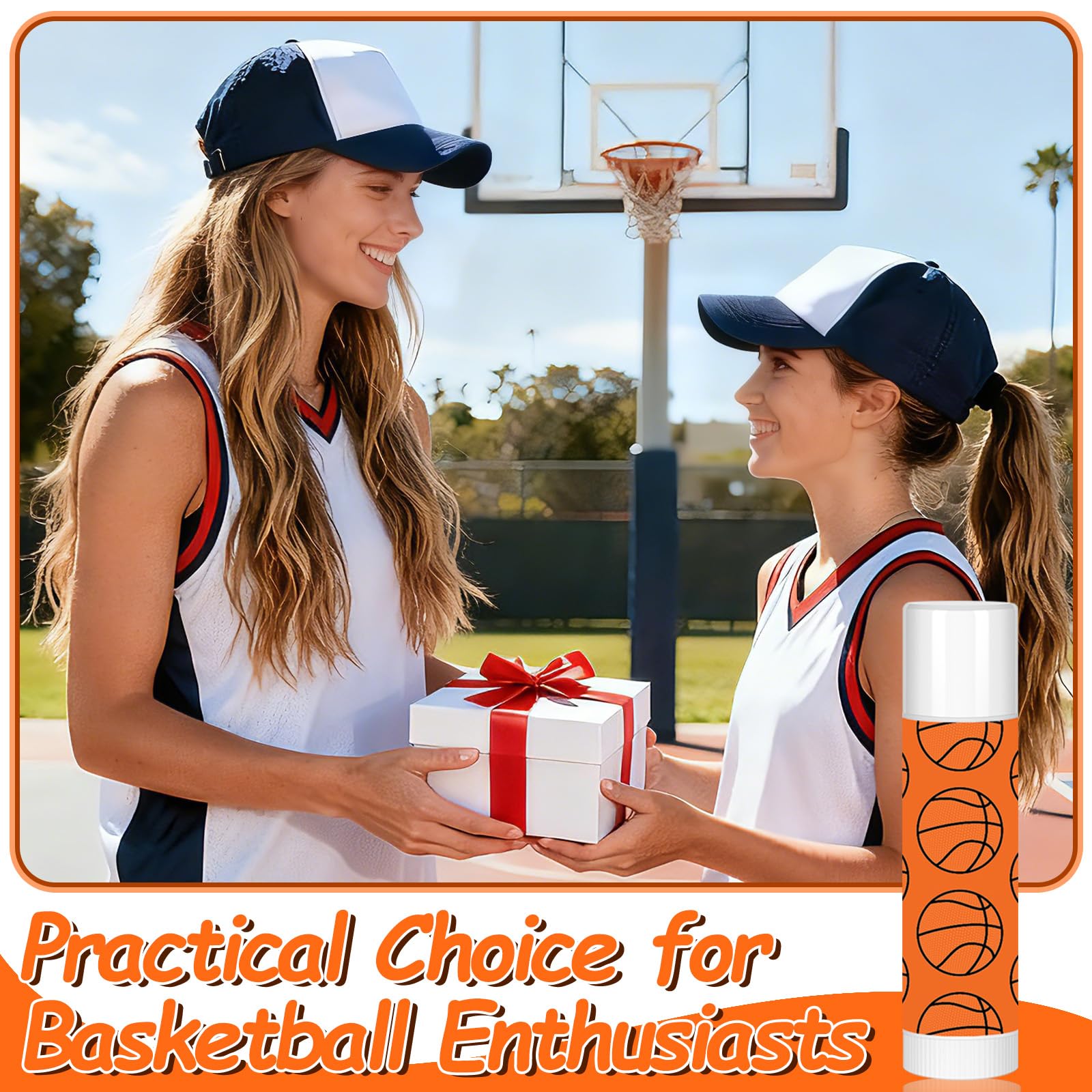 AKAIXI 24 Pack Basketball Lip Balm – Beeswax Moisturizing Vanilla Flavor, Bulk Party Gifts