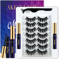 AkesuLash Magnetic Eyelashes – 7 Pairs + Eyeliner Kit (3D Round), Reusable