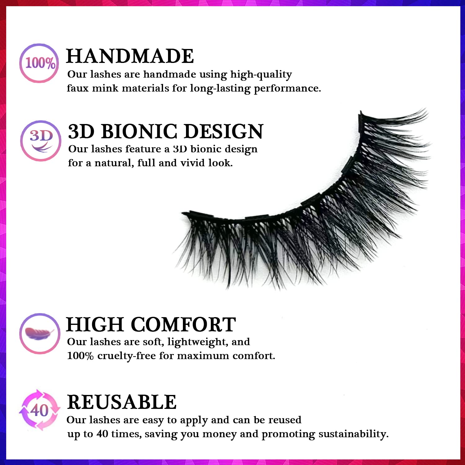 AkesuLash Magnetic Eyelashes – 7 Pairs + Eyeliner Kit (3D Round), Reusable