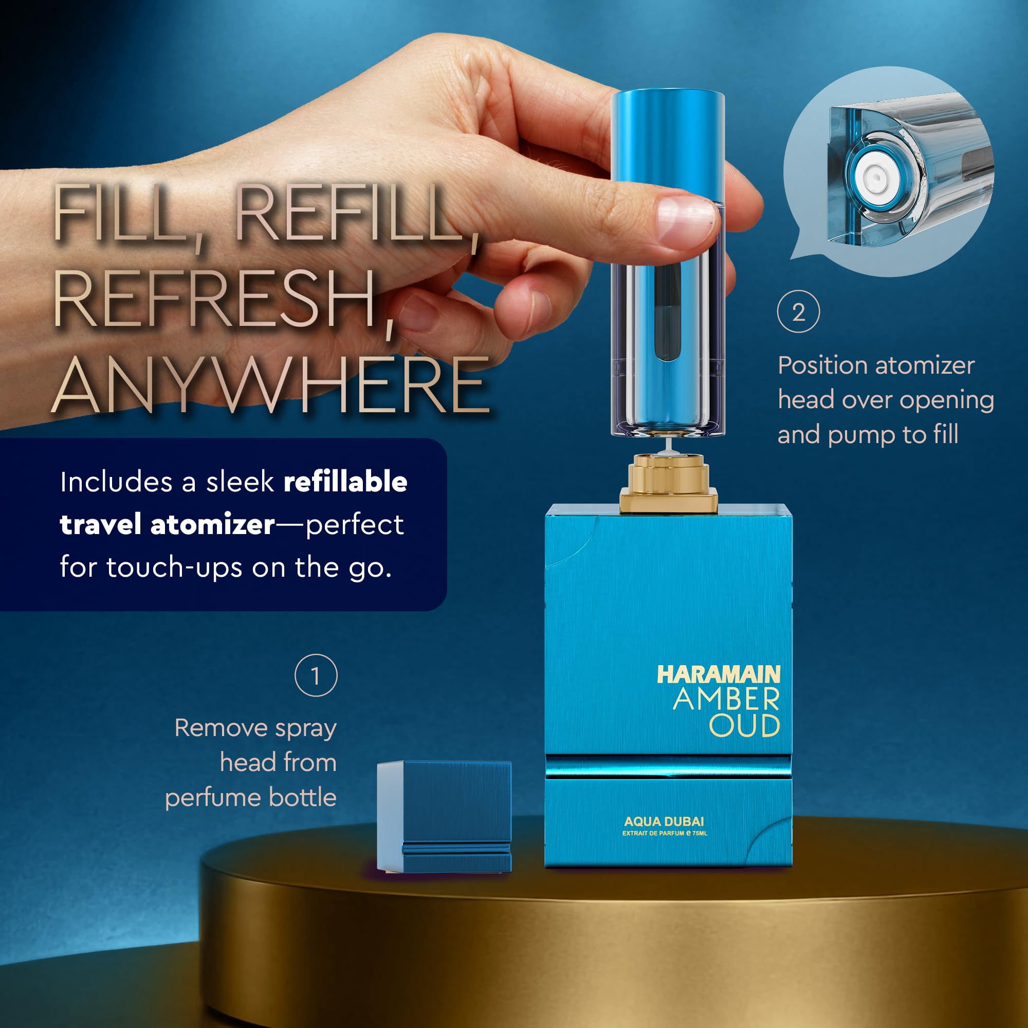 Al Haramain Amber Oud EDP – Aqua Dubai for Men | Oud Cologne + Atomizer