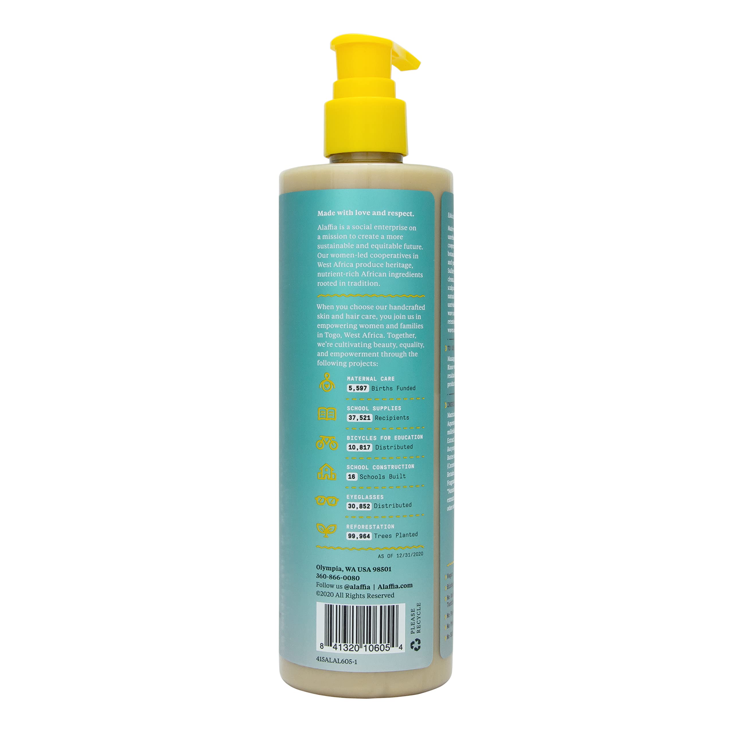 Alaffia Beautiful Curls Curl Enhancing Cream Shampoo for Kinky Curly Hair – Sulfate Free, Shea Butter