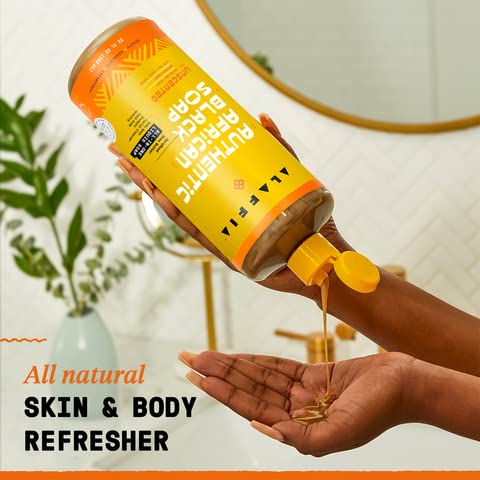 Alaffia Authentic African Black Soap Unscented 2-Pack – All-in-One Cleanser for Face, Body & Hair
