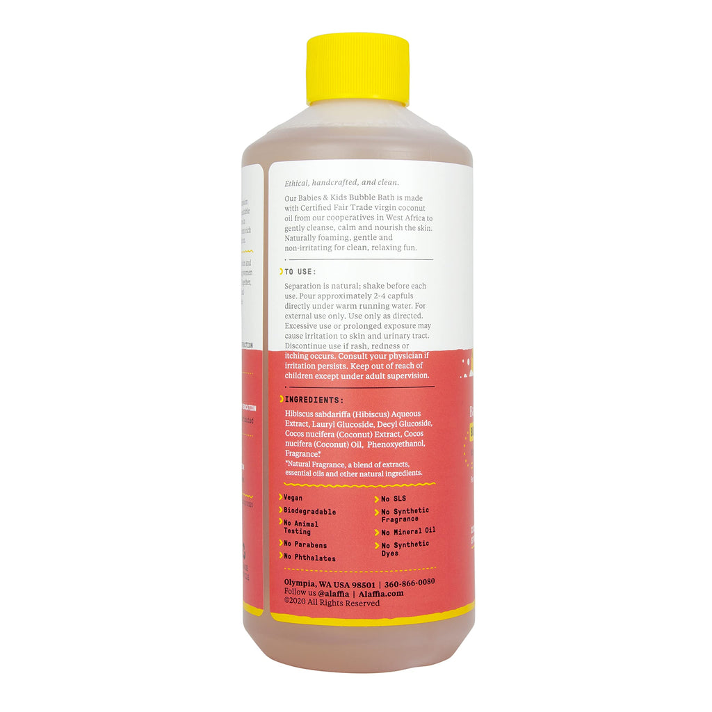 Alaffia Babies & Kids Bubble Bath – Coconut Strawberry, Plant-Based 2-Pack (16 oz each)