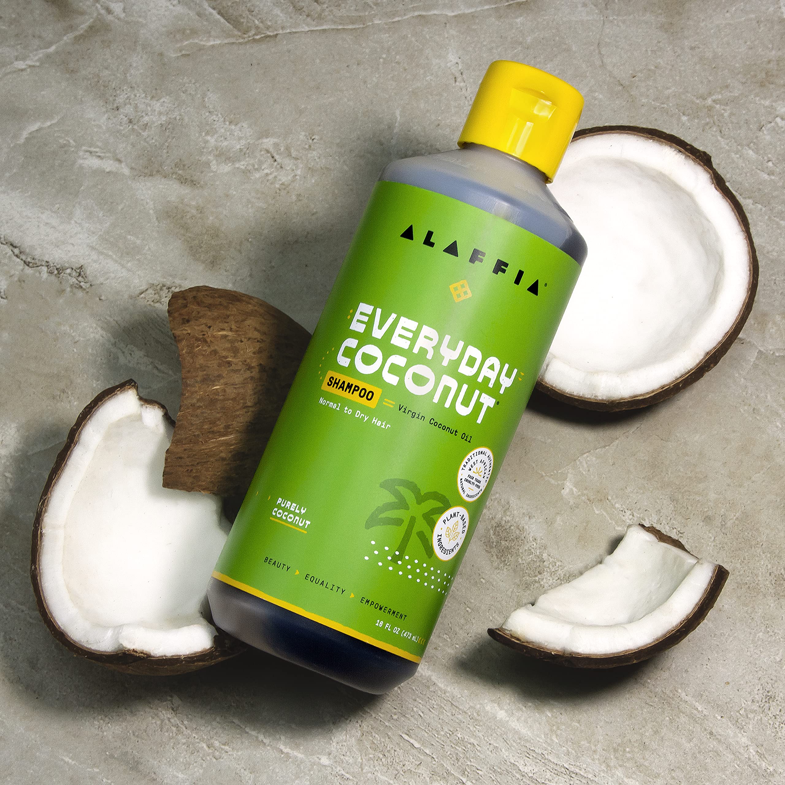Alaffia Everyday Coconut Shampoo – Gentle & Hydrating for Wavy & Curly Hair | 2 Pack, 16 fl oz Each