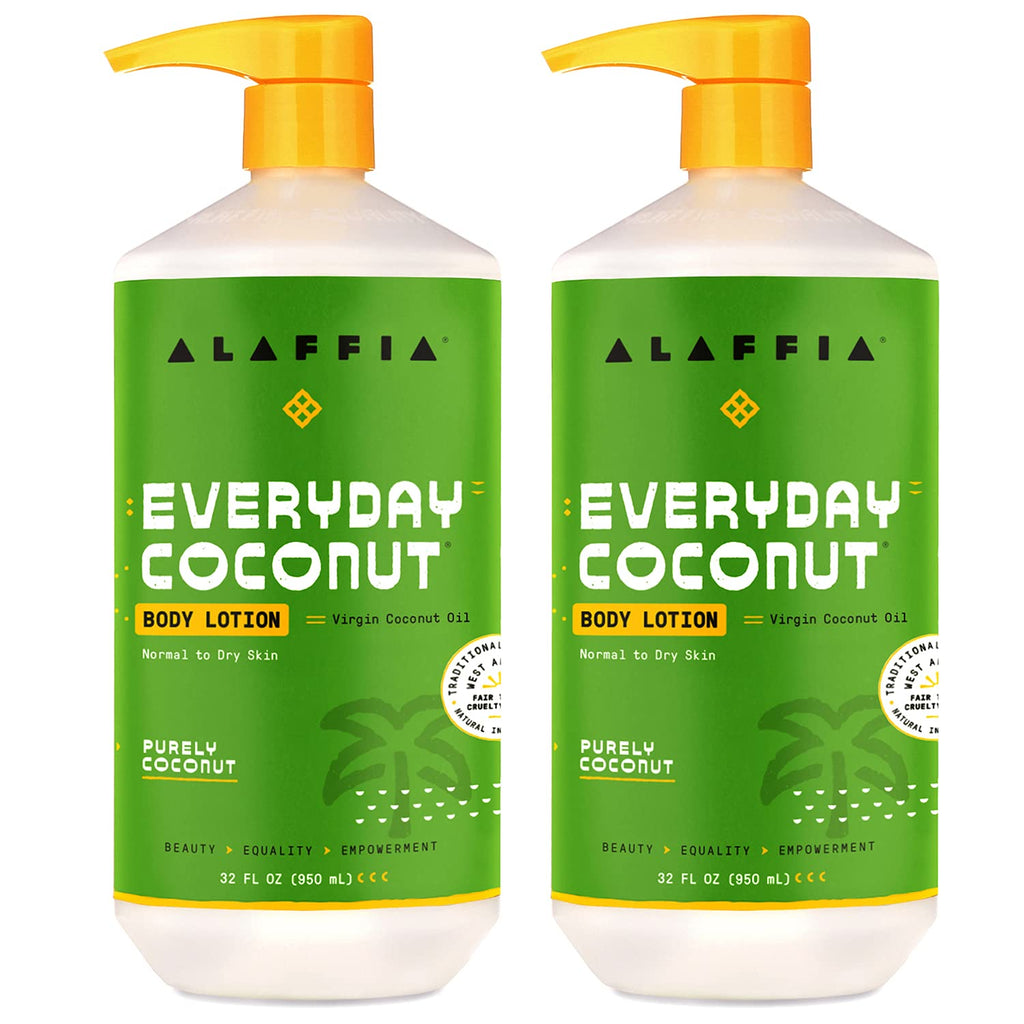 Alaffia Everyday Coconut Hydrating Body Lotion – 2 Pack, 32 oz Each | For Normal to Dry Skin