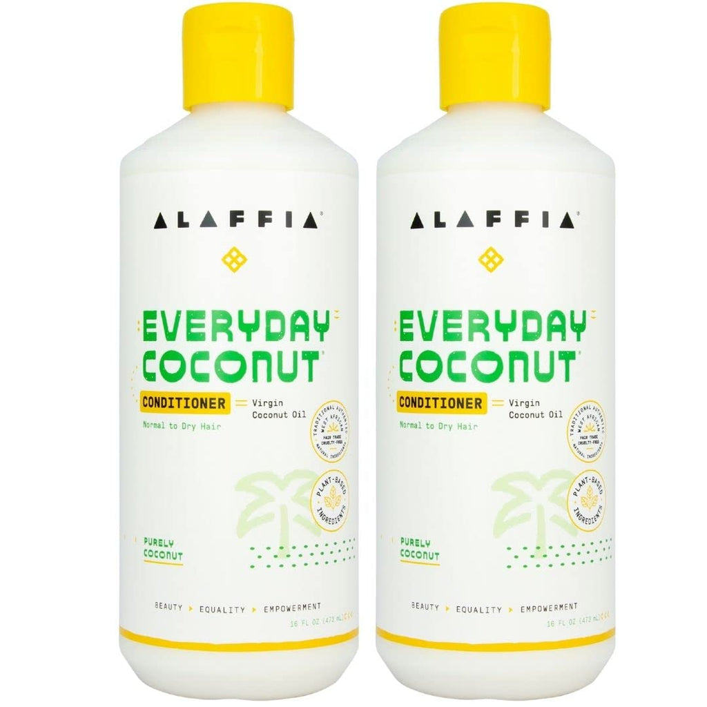 Alaffia Everyday Coconut Conditioner - 2 Pack for Wavy & Curly Hair | Virgin Coconut Oil, Ginger Extract, Vitamin E
