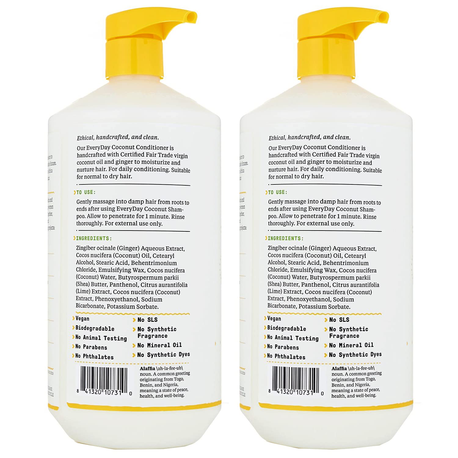 Alaffia EveryDay Coconut Conditioner – Coconut Lime, 32 oz (2-Pack)