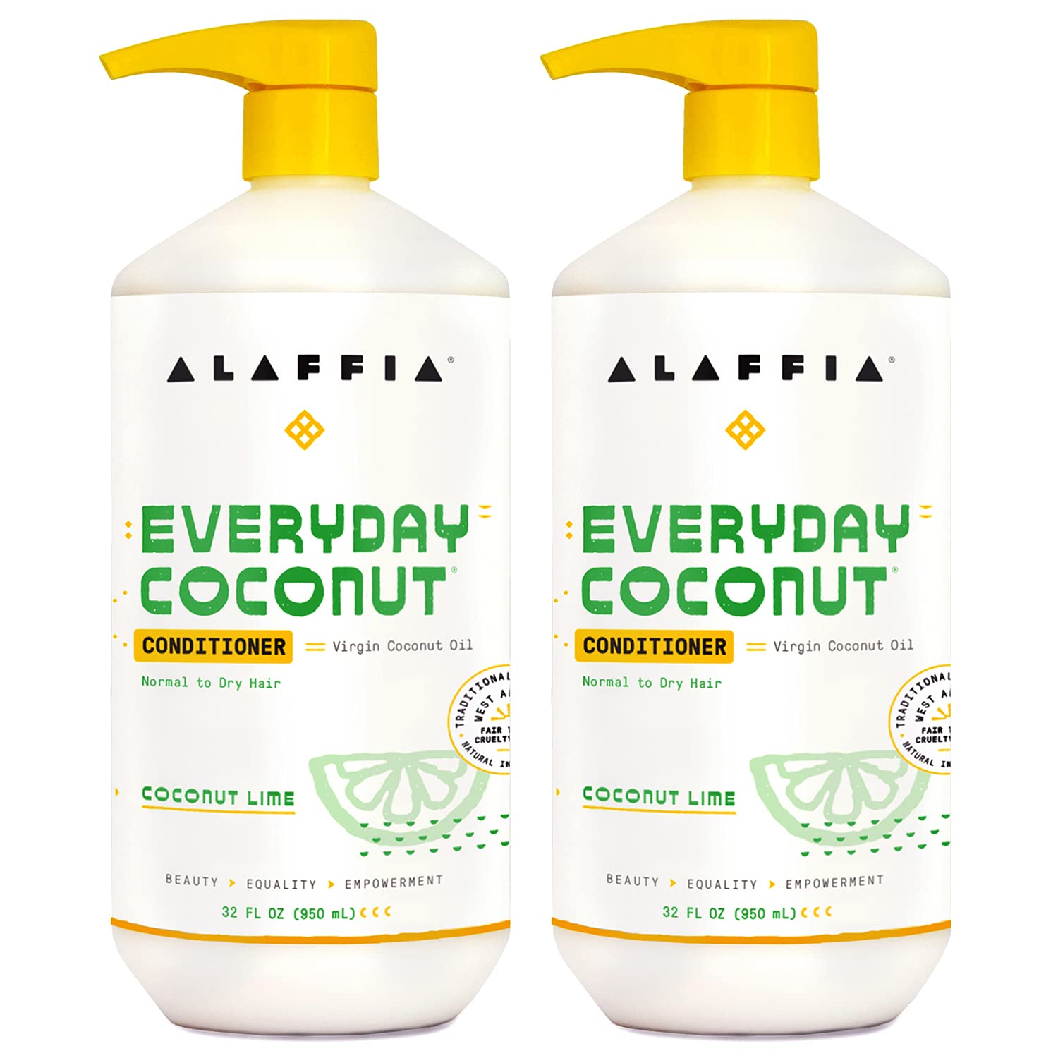 Alaffia EveryDay Coconut Conditioner – Coconut Lime, 32 oz (2-Pack)