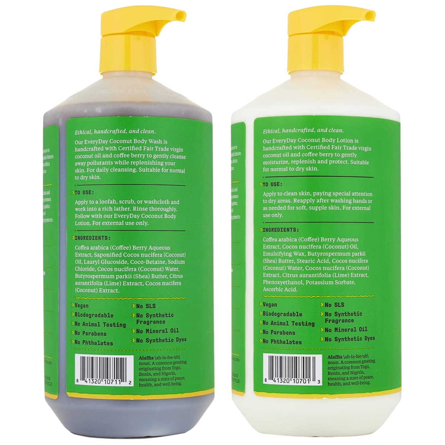 Alaffia Everyday Coconut Hydrating Body Lotion & Body Wash – Coconut Lime, 32 oz Each