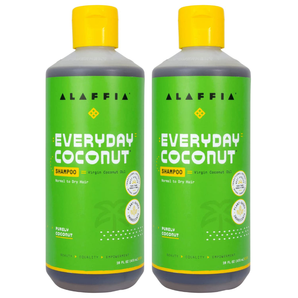 Alaffia Everyday Coconut Shampoo – Gentle & Hydrating for Wavy & Curly Hair | 2 Pack, 16 fl oz Each