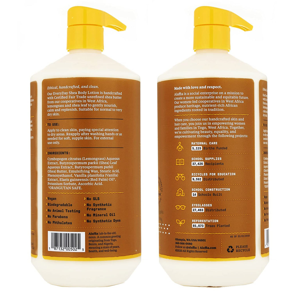 Alaffia EveryDay Shea Body Lotion Vanilla 32 oz — Hydrating, Vegan & Fair Trade