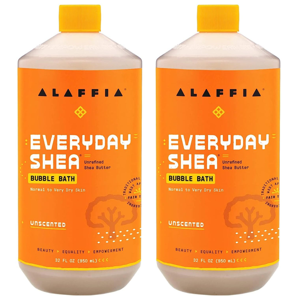 Alaffia Everyday Shea Bubble Bath – Unscented, 2-Pack, Fair Trade Shea Butter, Cruelty-Free