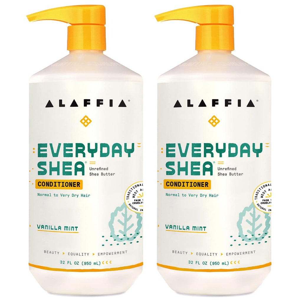 Alaffia EveryDay Shea Conditioner — Moisturize, Restore & Protect | Vanilla Mint, 2 Pack