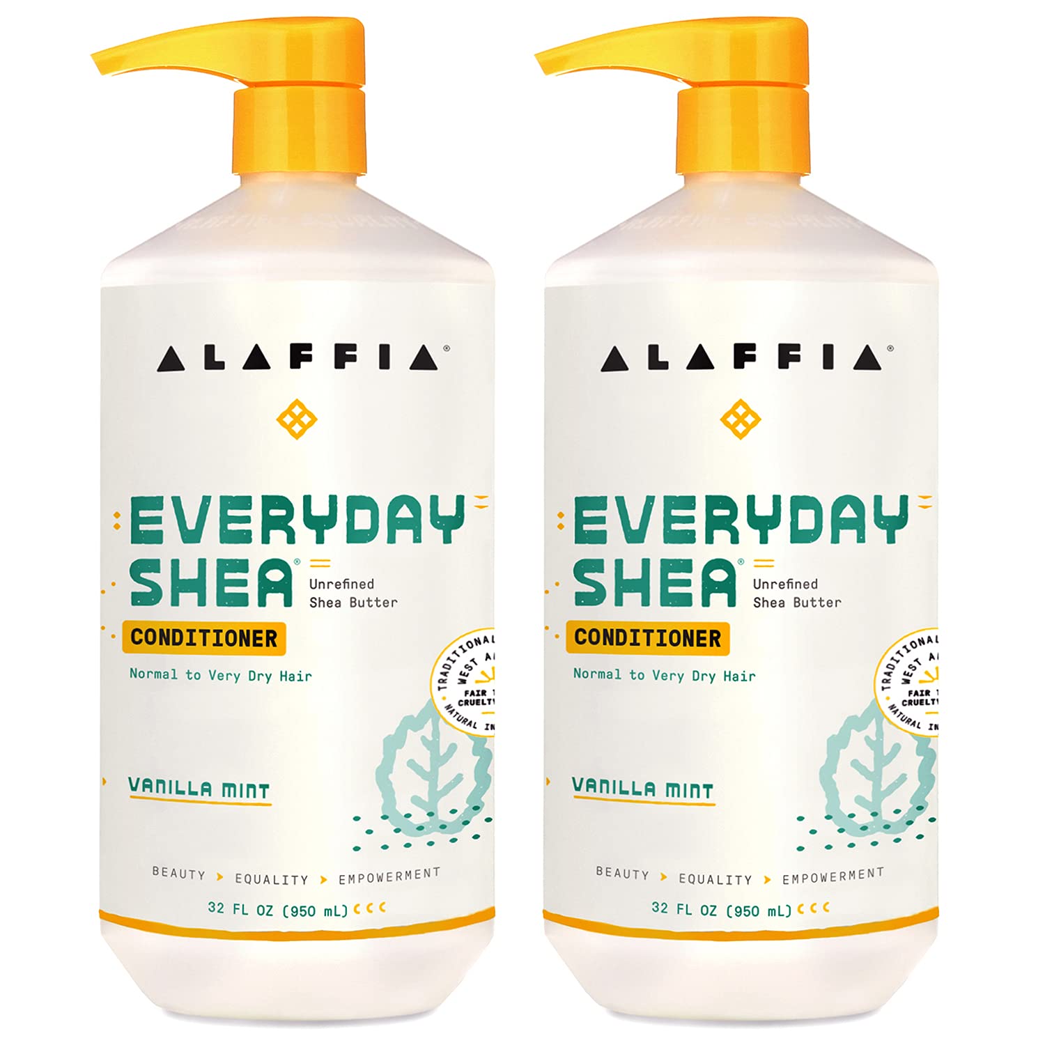 Alaffia EveryDay Shea Conditioner — Moisturize, Restore & Protect | Vanilla Mint, 2 Pack