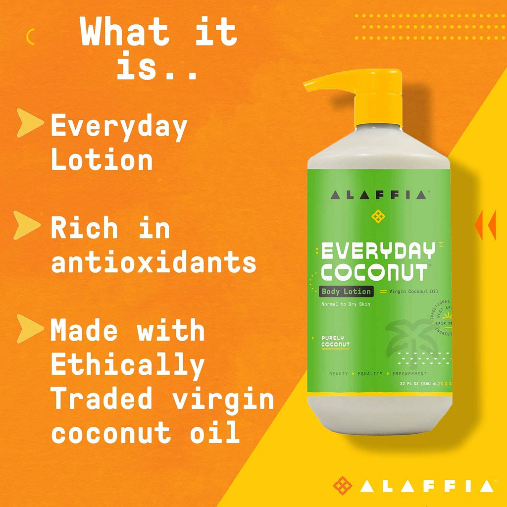 Alaffia Everyday Coconut Hydrating Body Lotion – 2 Pack, 32 oz Each | For Normal to Dry Skin