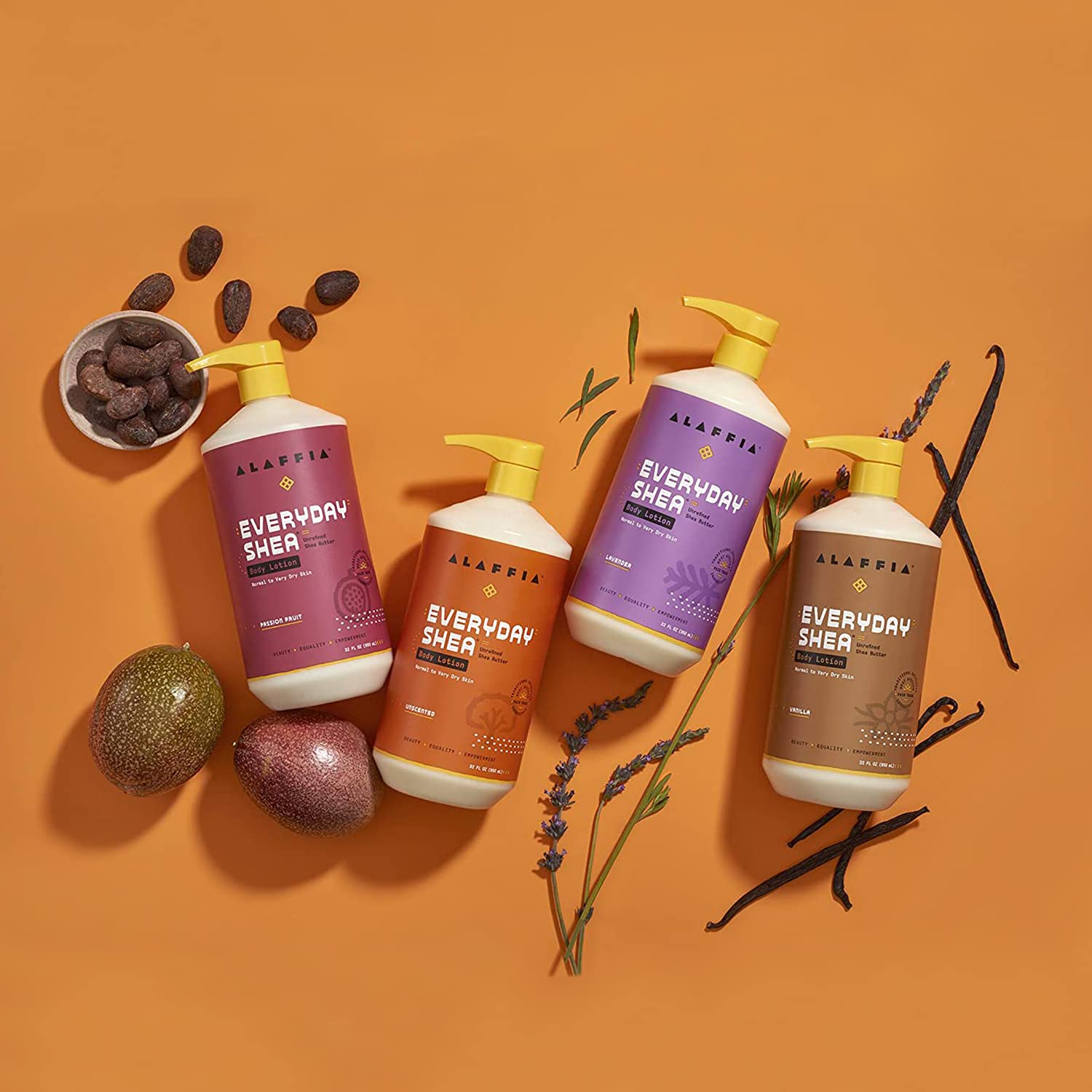 Alaffia Everyday Shea Body Lotion – 2 Pack (32 oz each) for Normal to Very Dry Skin | Fair Trade, Lavender & Lemongrass