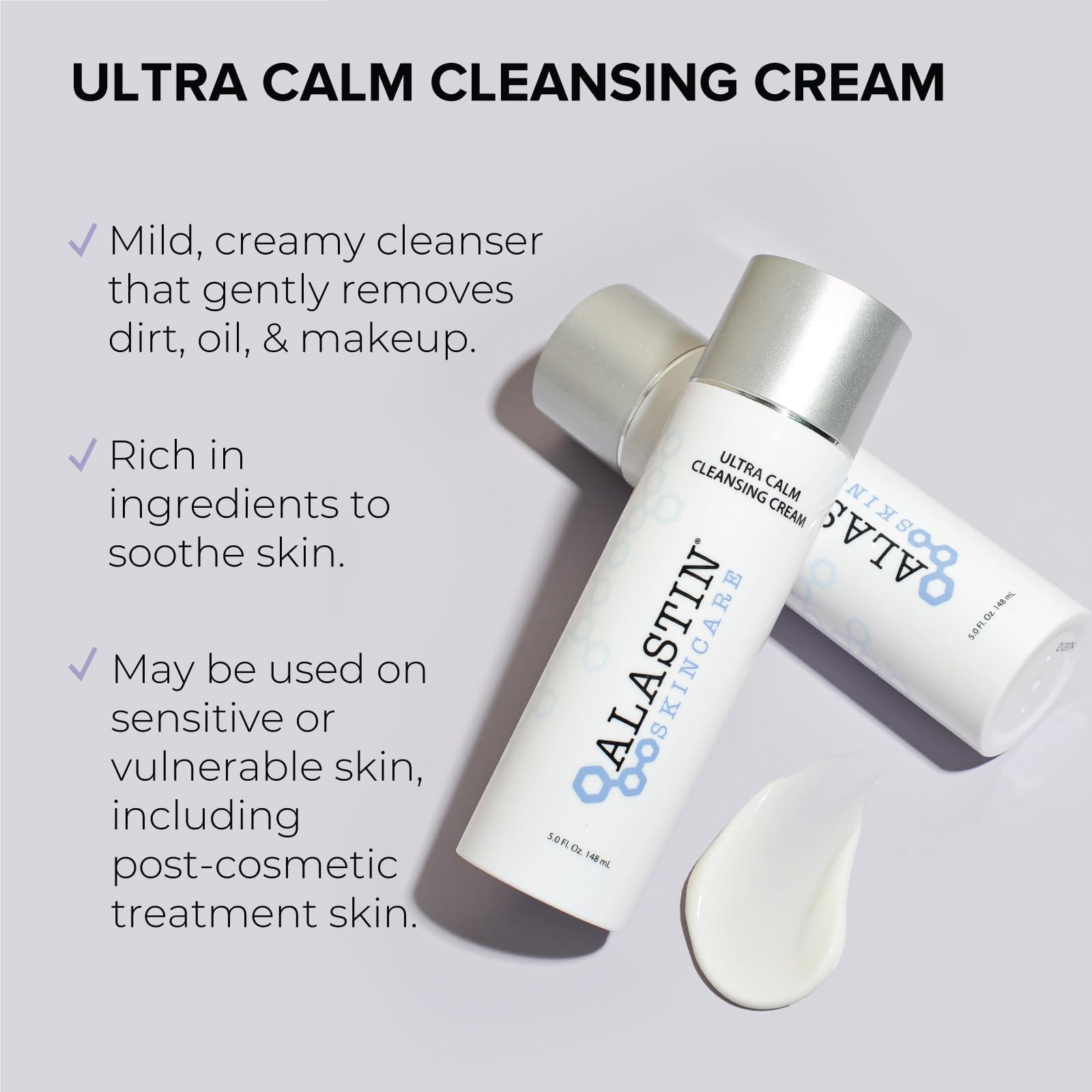 ALASTIN Skincare Ultra Calm Cleansing Cream Face Wash (5 oz) | Hydrating Daily Cleanser for Sensitive Skin