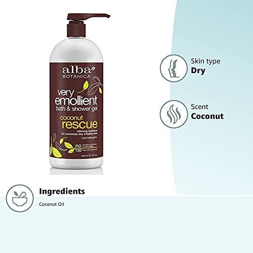 Alba Botanica Very Emollient Coconut Rescue Bath & Shower Gel 32 oz