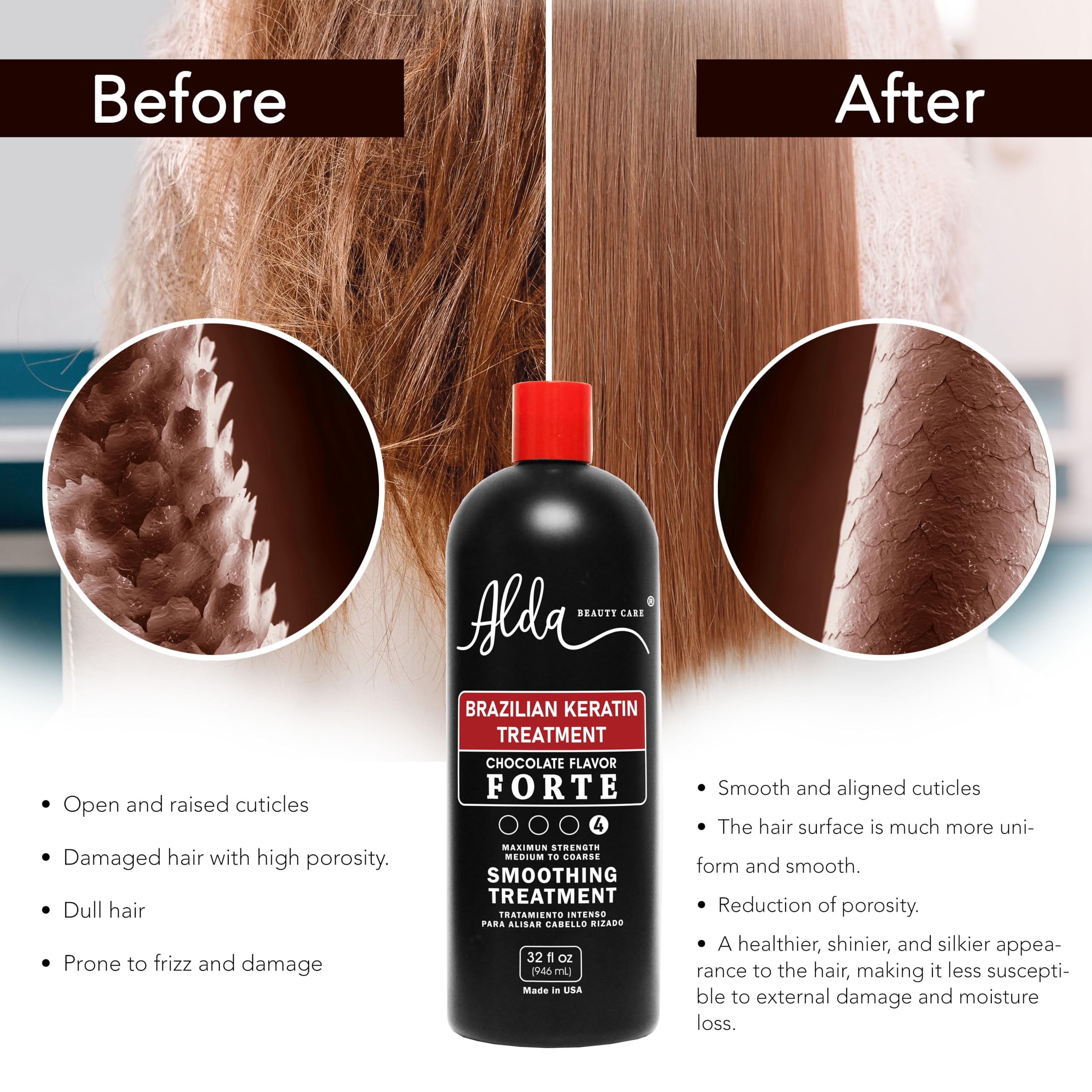 Alda Chocolate Brazilian Keratin Treatment + Clarifying Shampoo (16 oz each) – Permanent Straightening, Pack of 2 | Alda Beauty Care