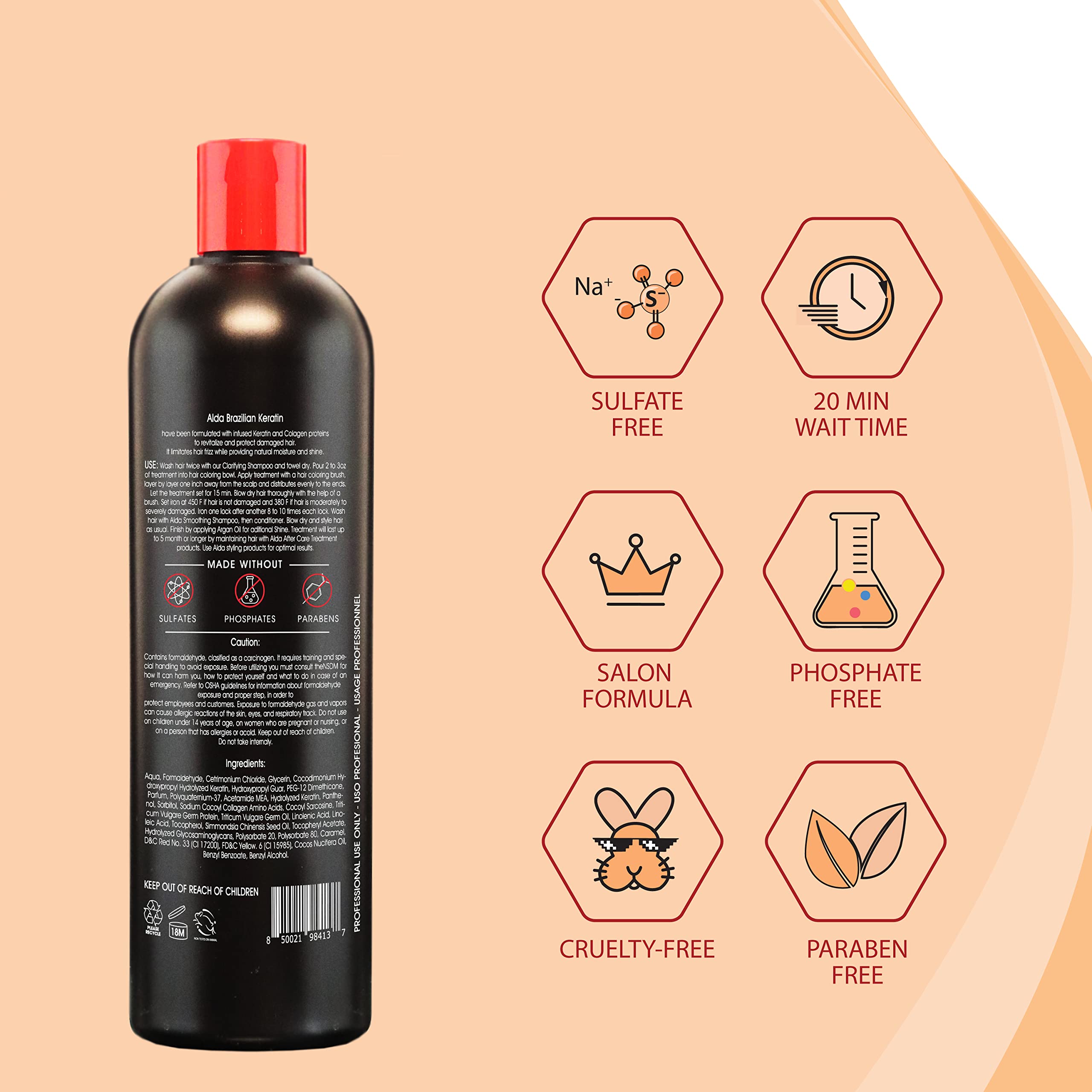 Alda Chocolate Brazilian Keratin Treatment + Clarifying Shampoo (16 oz each) – Permanent Straightening, Pack of 2 | Alda Beauty Care