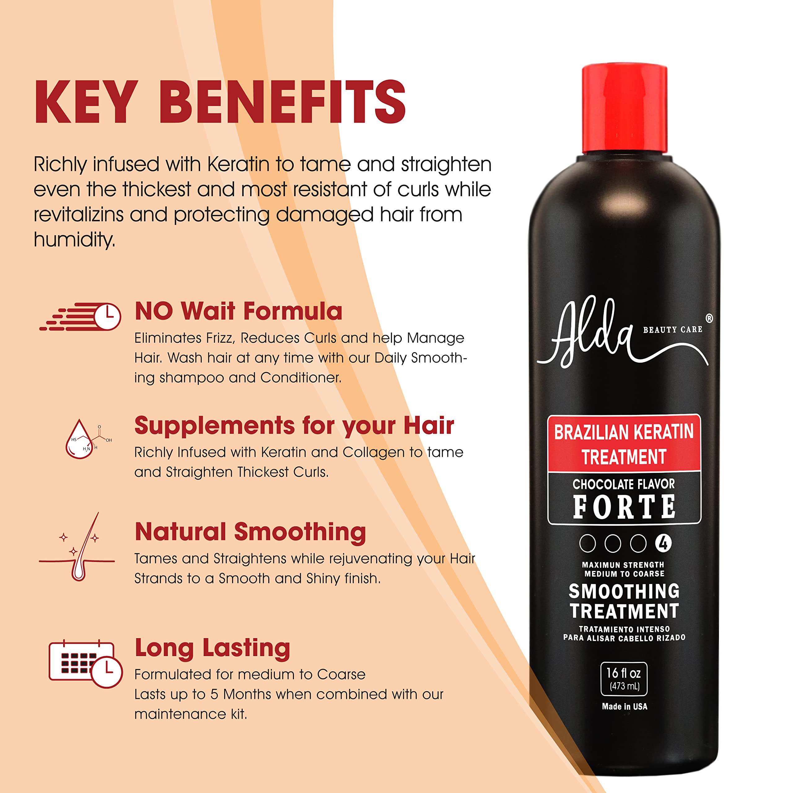 Alda Chocolate Brazilian Keratin Treatment + Clarifying Shampoo (16 oz each) – Permanent Straightening, Pack of 2 | Alda Beauty Care
