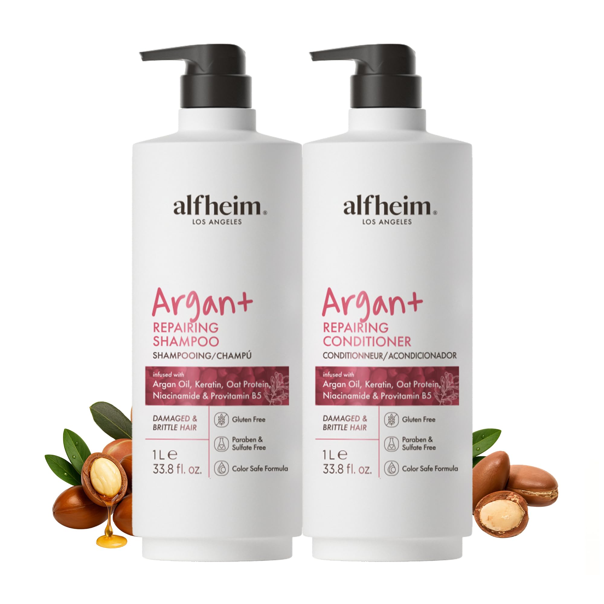 ALFHEIM Argan+ Repairing Shampoo & Conditioner Set – Deep Repair & Frizz Control