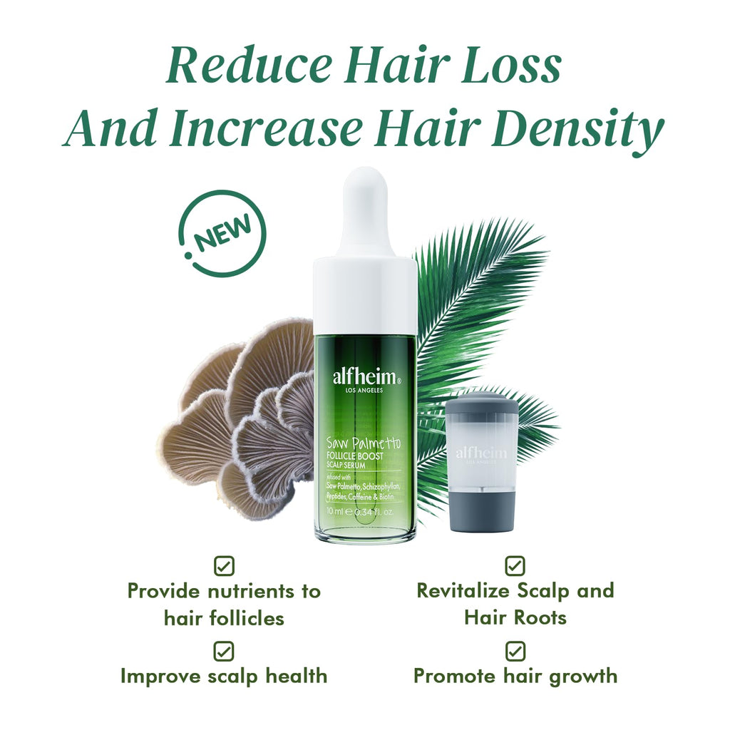 ALFHEIM Saw Palmetto Scalp Serum — Fuller Hair, Caffeine & Biotin, 0.34 oz