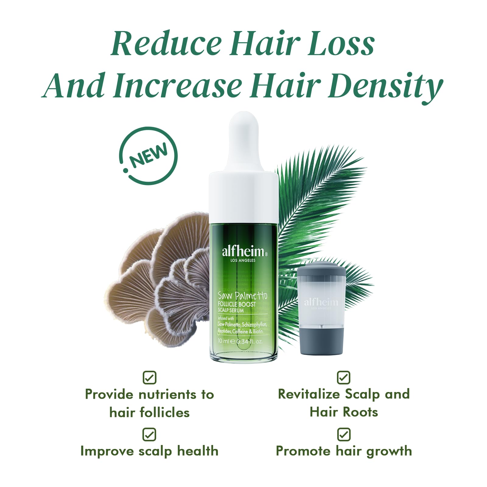 ALFHEIM Saw Palmetto Scalp Serum — Fuller Hair, Caffeine & Biotin, 0.34 oz