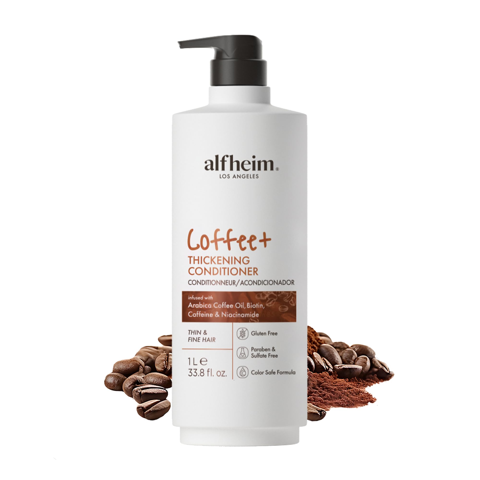 ALFHEIM Coffee+ Thickening Conditioner for Fine Hair – Caffeine, Biotin & Arabica Oil