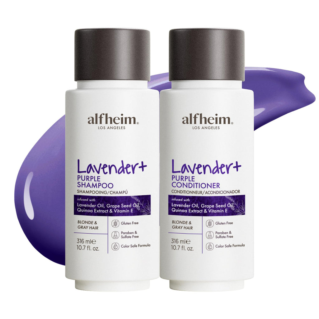 ALFHEIM Lavender+ Purple Shampoo & Conditioner Set for Blonde & Silver Hair – Sulfate-Free Travel Size