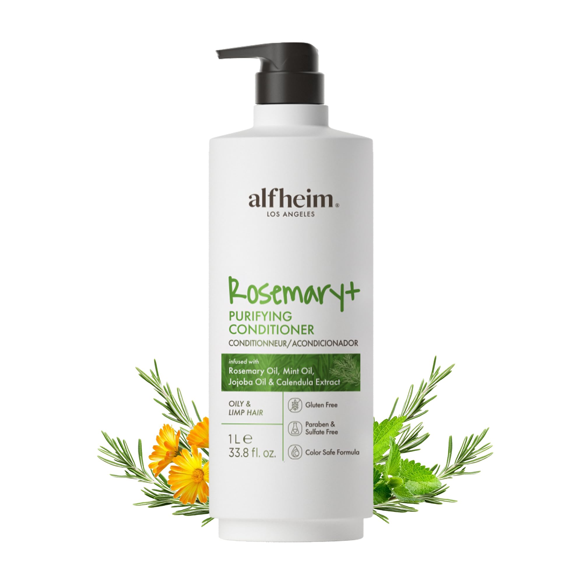 ALFHEIM Rosemary+ Purifying Conditioner – Lightweight, Sulfate-Free for Oily & Fine Hair (33.8 oz / 1000 ml)