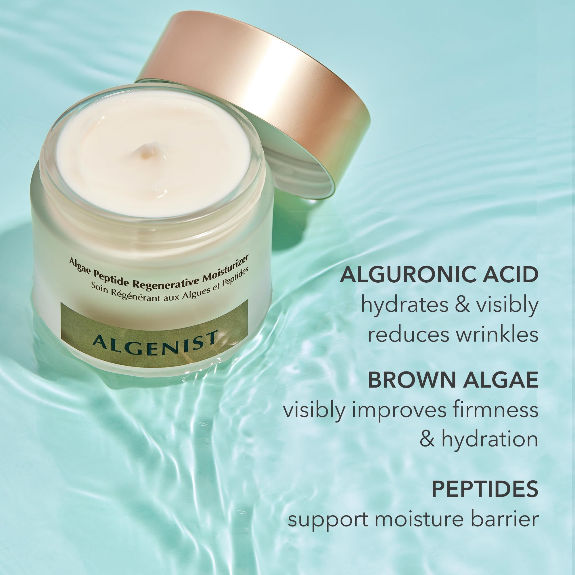 Algenist Algae Peptide Regenerative Face Moisturizer – Instant Hydration, Barrier Support, Alguronic Acid (2 oz)