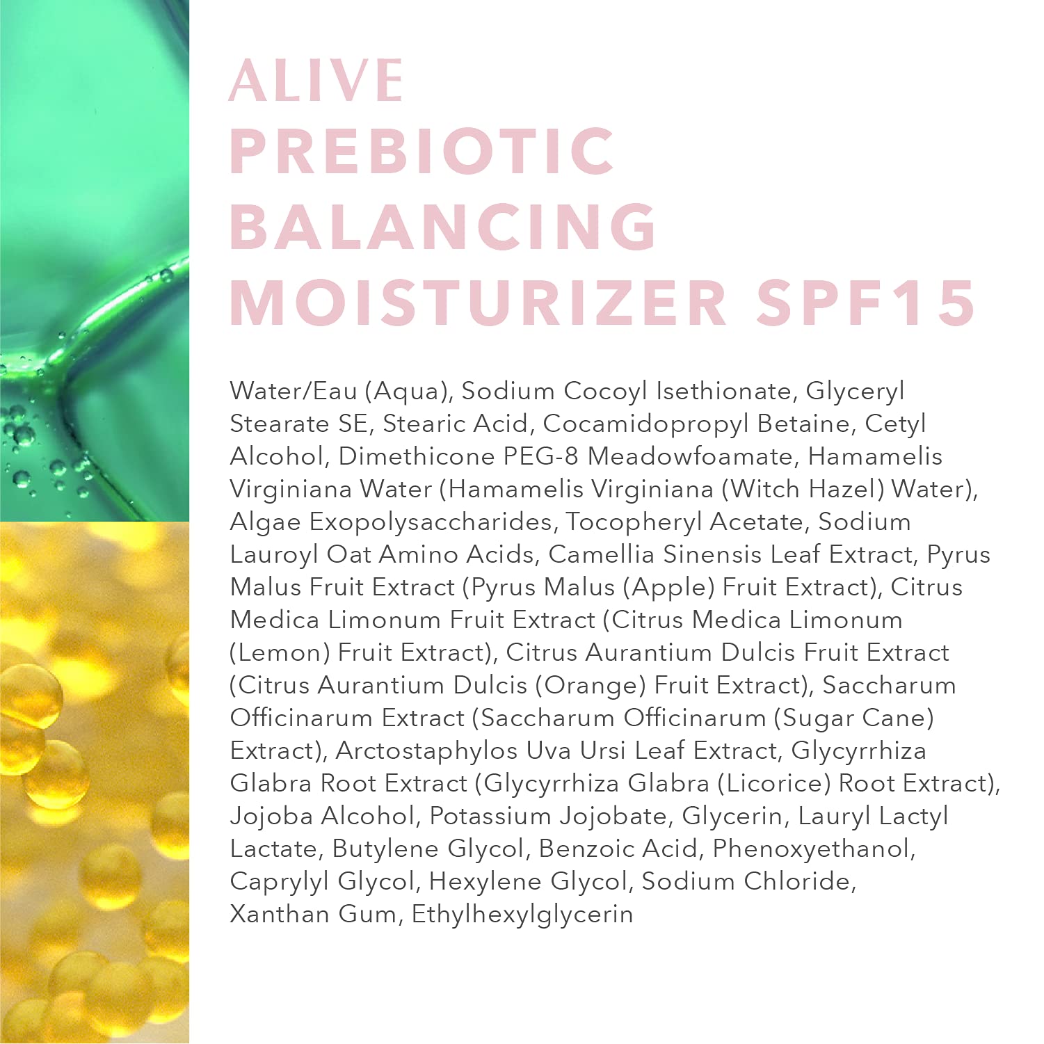 Algenist ALIVE Prebiotic Balancing Moisturizer SPF15 | Mineral Sunscreen with Prebiotics & Probiotics for Face, Neck & Chest