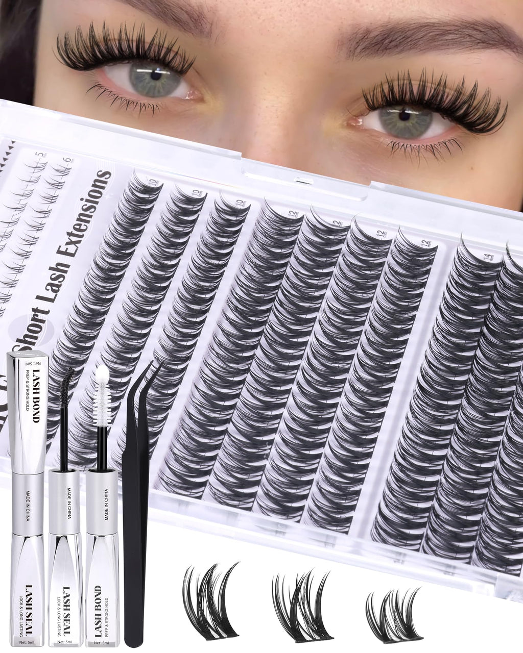 ALICE Flaunt Lash Clusters Kit – Natural Wispy Lash Extensions with Bond & Seal