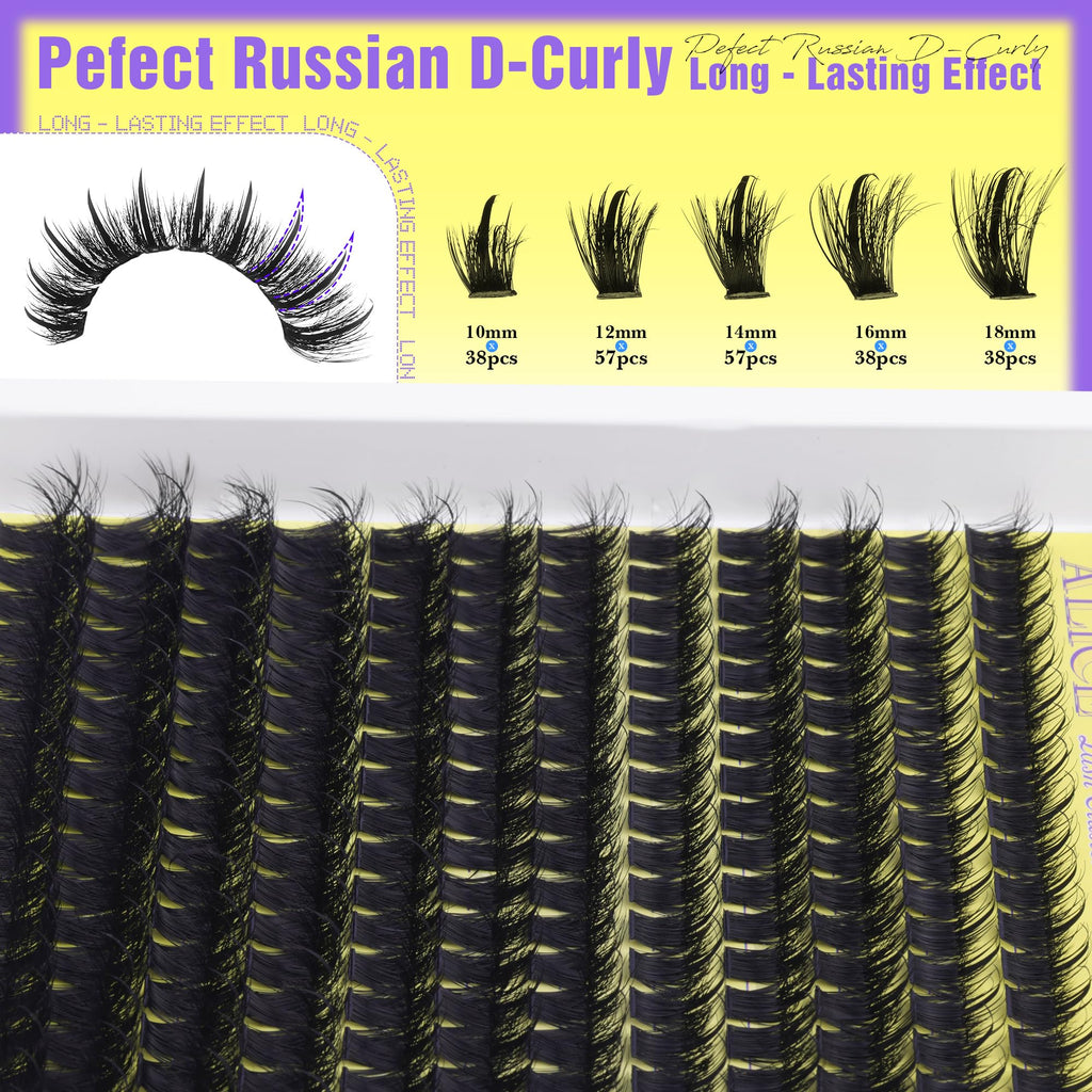 ALICE Wispy Lash Clusters Kit 100D – D-Curl Manga Lashes, Glue, Tweezers, 228pcs
