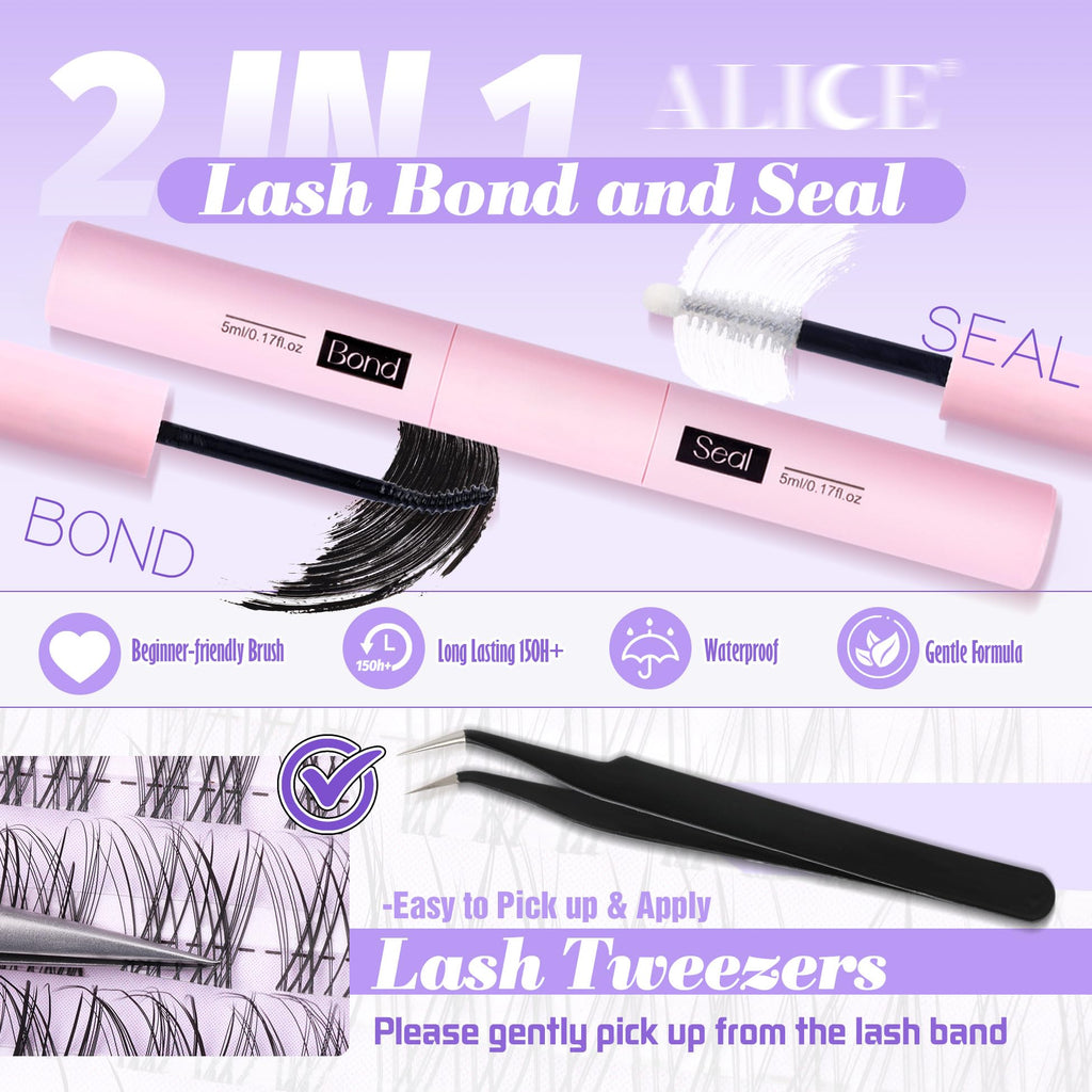 ALICE Lash Clusters Kit – Natural Wispy Extensions, 140pcs, 8-16mm