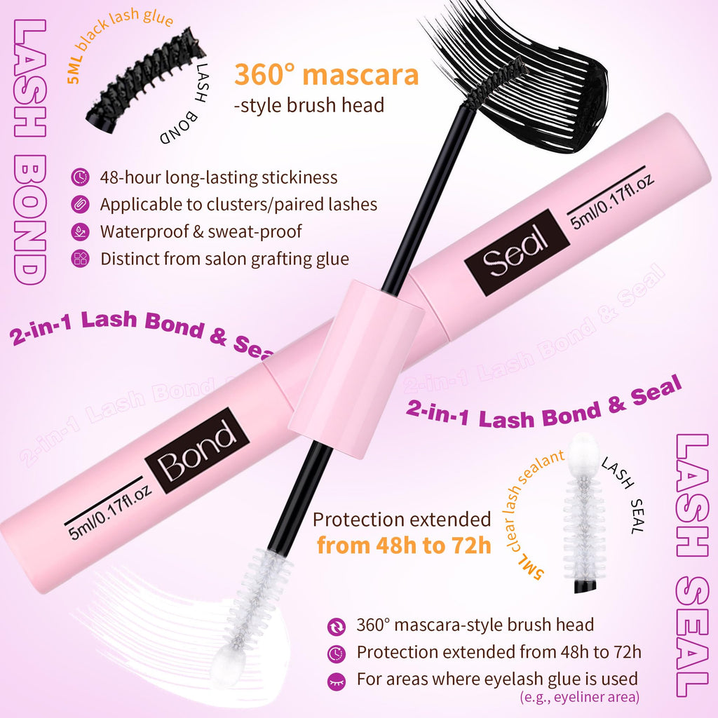 ALICROWN HAIR Natural Lash Clusters Kit – Wispy Lashes with Invisible Band, DIY Bond & Seal, 8mm–18mm