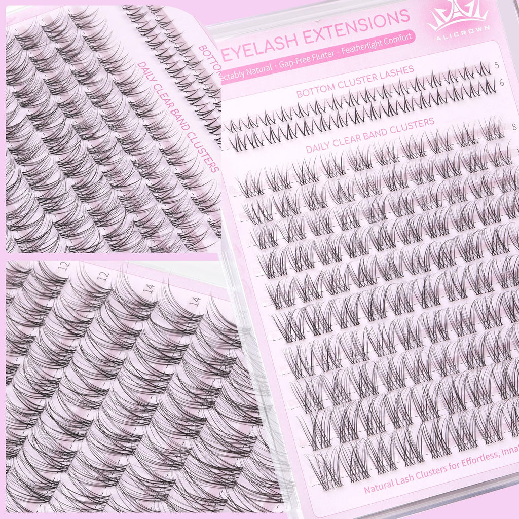 ALICROWN HAIR Natural Lash Clusters Kit – Wispy Eyelash Extensions (132 Pcs)