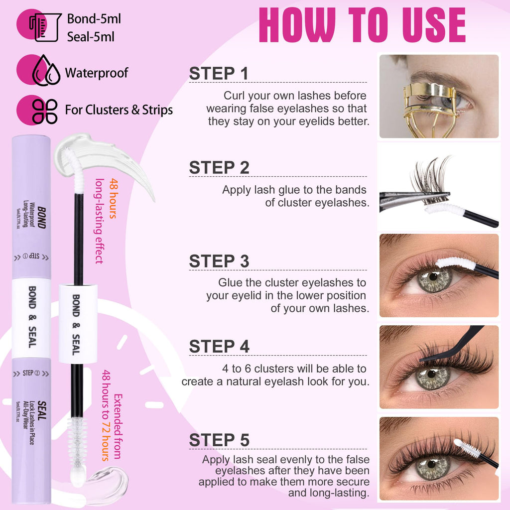 ALICROWN HAIR Natural Lash Clusters Kit – Wispy Eyelash Extensions (132 Pcs)