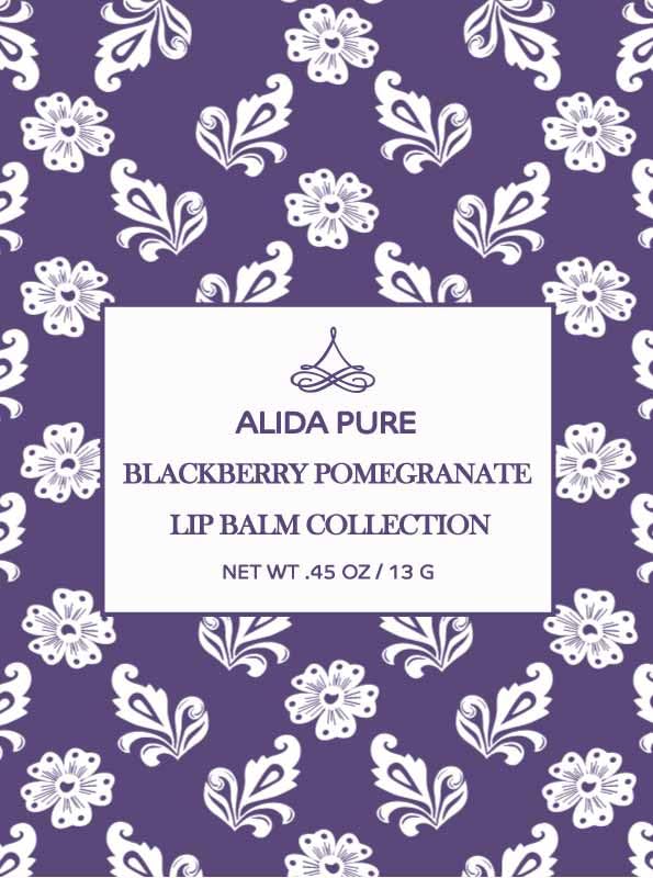 ALIDA PURE Blackberry Pomegranate Lip Balm Collection - Vegan, Beeswax-Free, 3-Tube Set