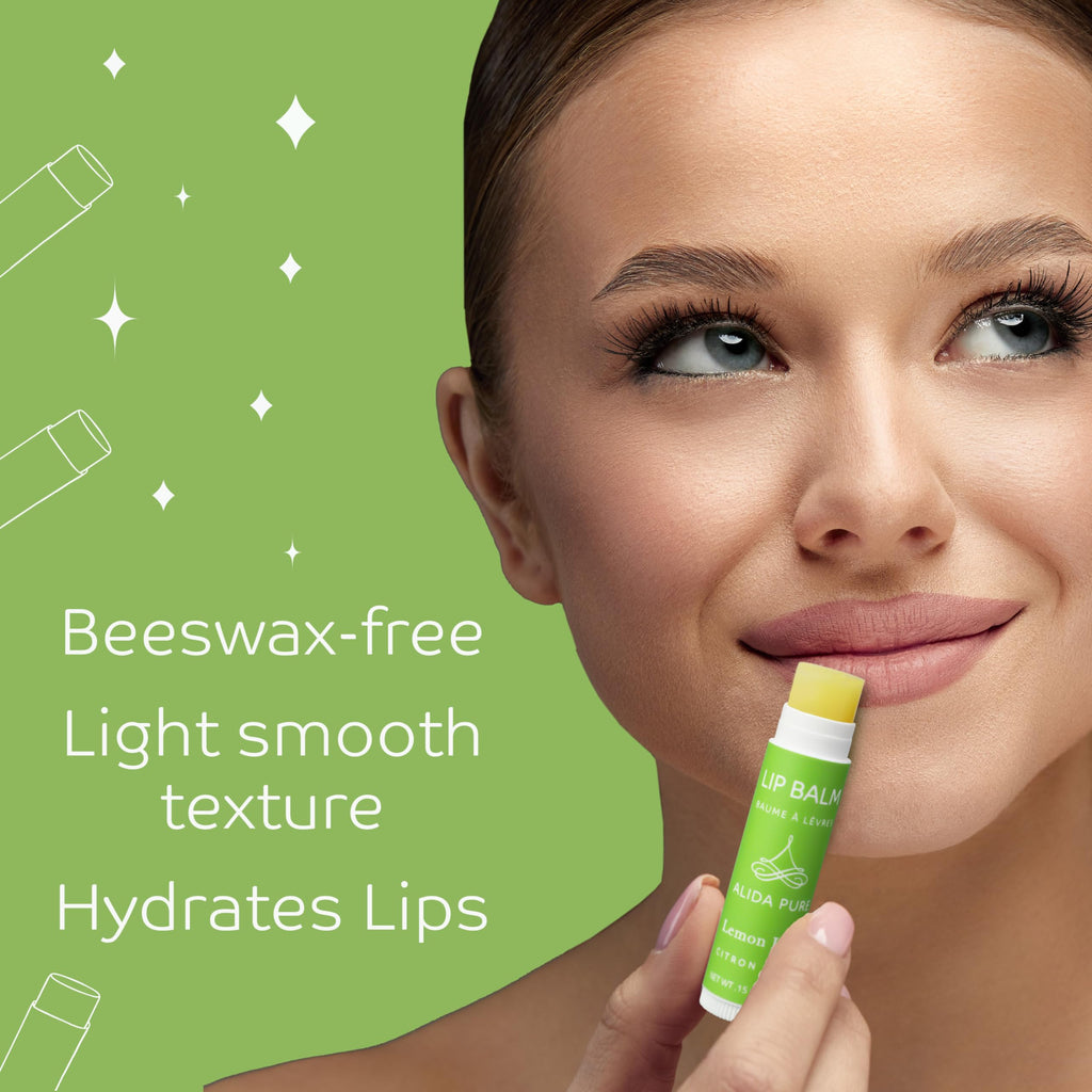 ALIDA PURE Lemon Lime Lip Balm Collection – Vegan, Beeswax-Free, 3-Tube Set