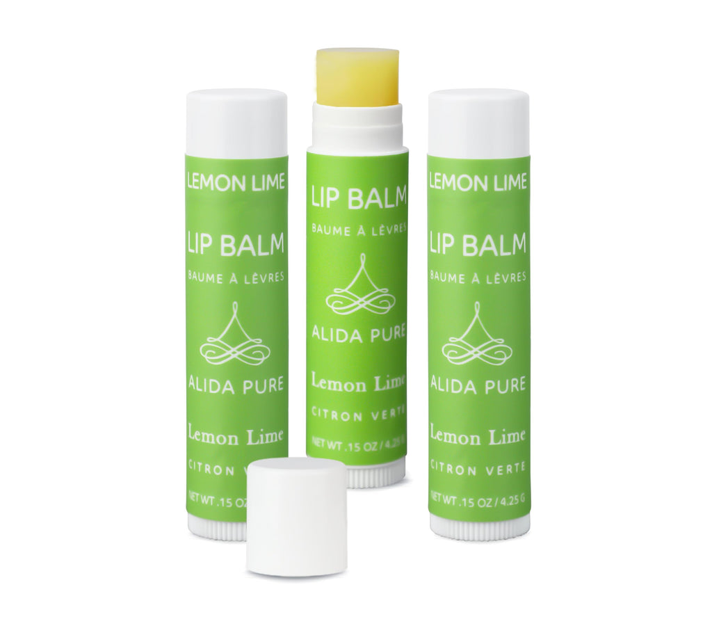 ALIDA PURE Lemon Lime Lip Balm Collection – Vegan, Beeswax-Free, 3-Tube Set