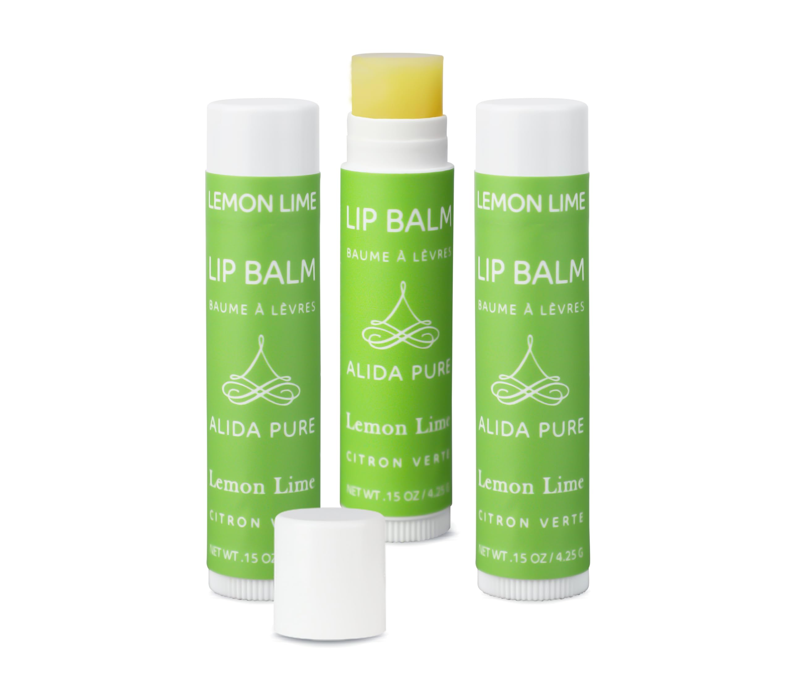 ALIDA PURE Lemon Lime Lip Balm Collection – Vegan, Beeswax-Free, 3-Tube Set