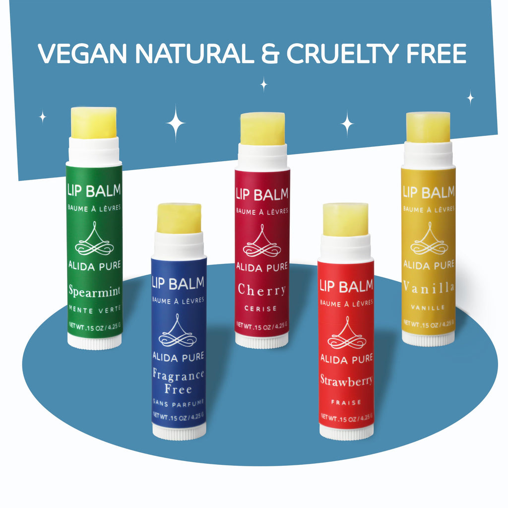 ALIDA PURE Melody Lip Balm Collection — Vegan, Beeswax Free, 5-Tube Set with Jojoba, Avocado & Vitamin E