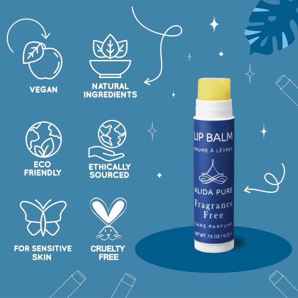 ALIDA PURE Melody Lip Balm Collection — Vegan, Beeswax Free, 5-Tube Set with Jojoba, Avocado & Vitamin E