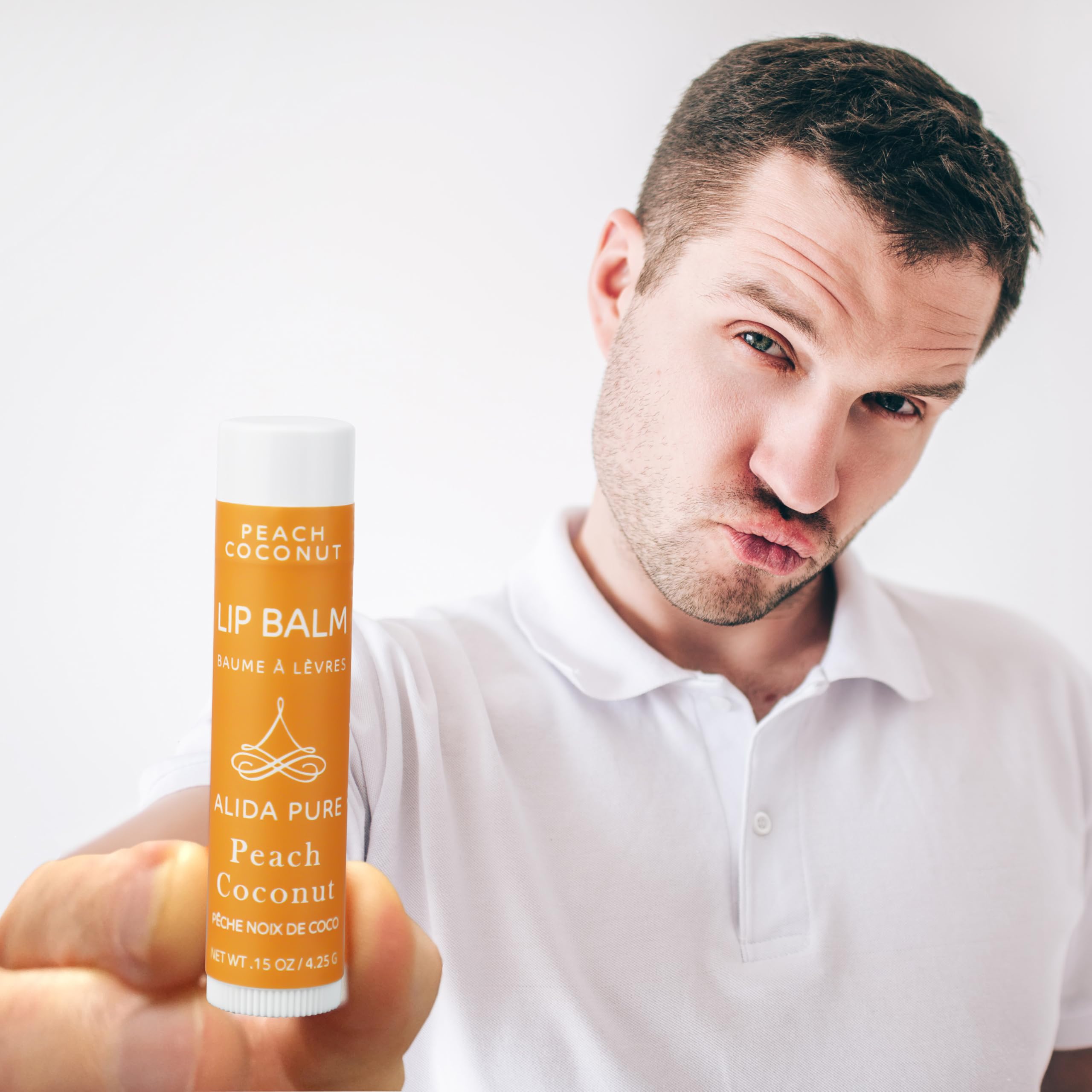 ALIDA PURE Peach Coconut Lip Balm Collection – Vegan, Beeswax Free, 3 Tubes