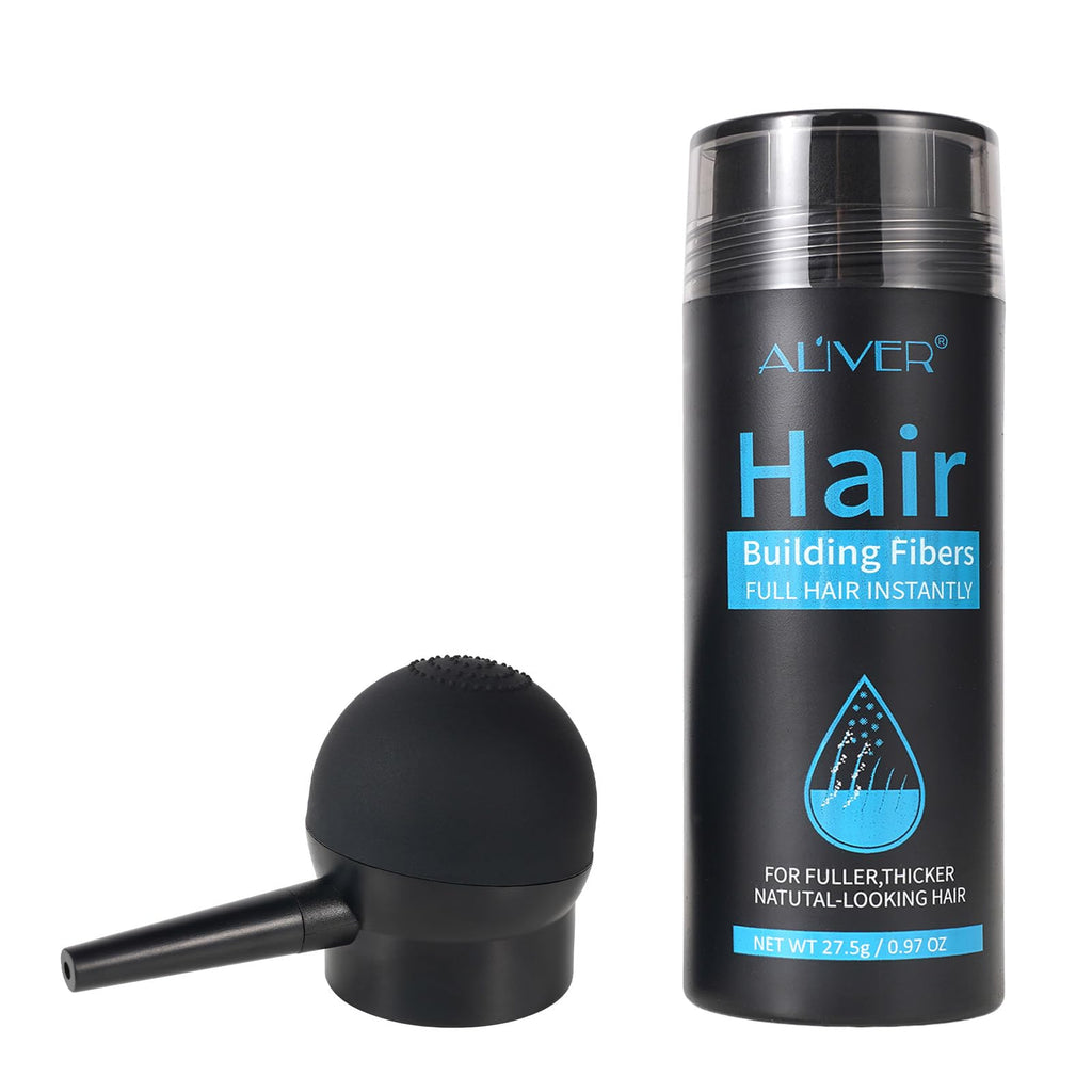 ALIVER Hair Fibers for Thinning Hair – Instant Fuller Look for Women & Men, Black, 27.5 g