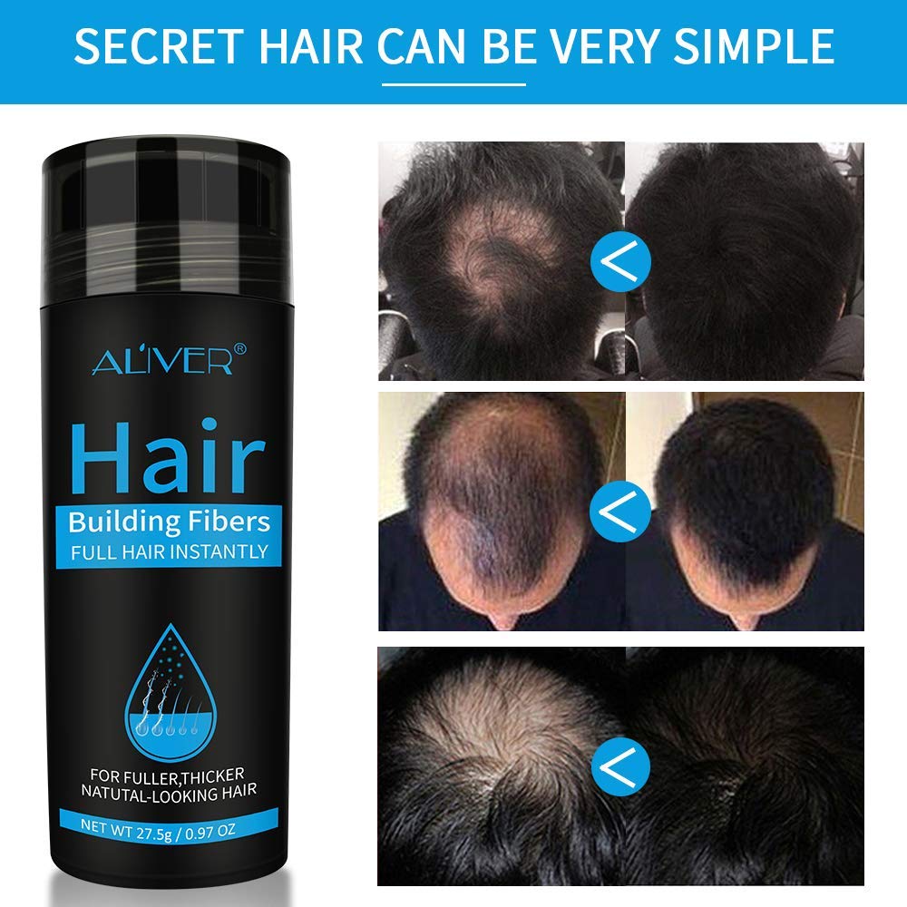 ALIVER Hair Fibers for Thinning Hair – Dark Brown Spray, Undetectable Natural Formula, 15 Seconds to Fuller Hair – Conceals Hair Loss for Men & Women | 0.97 oz